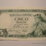 📜💵 Descubre el encanto histórico del billete cinco pesetas 1954: ¡Una reliquia del pasado para coleccionistas!